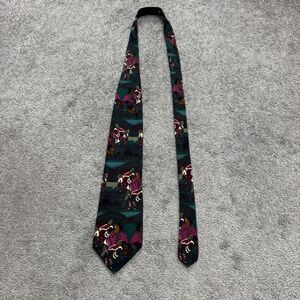 Structure Vintage 90s Silk Necktie Tribal Dancer Southwestern Novelty Print Tie